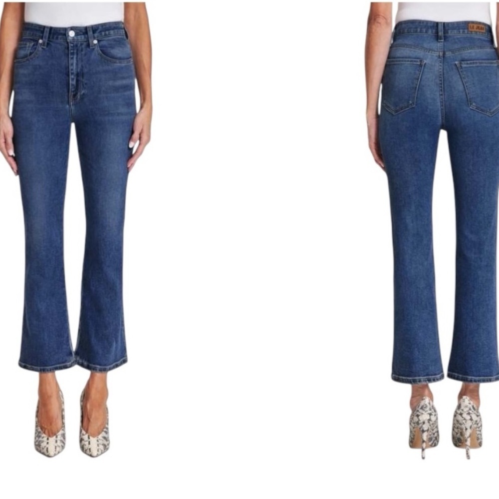 Le Jean Anthropologie Bella Crop Flare Jeans Dark Wash Blue Size 26